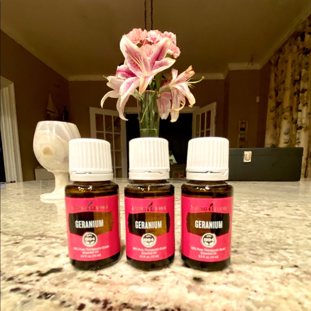 3 bottles geranium oil .5 fl. oz (15 ml)